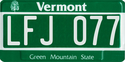 VT license plate LFJ077