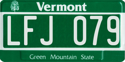 VT license plate LFJ079