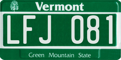 VT license plate LFJ081