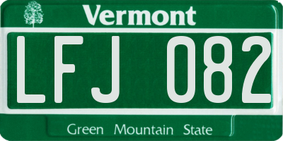 VT license plate LFJ082