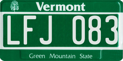 VT license plate LFJ083