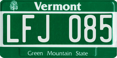 VT license plate LFJ085