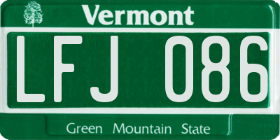 VT license plate LFJ086