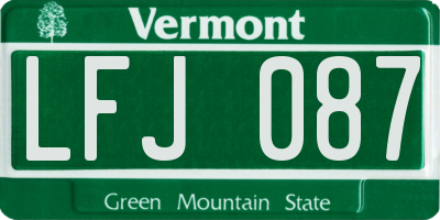 VT license plate LFJ087
