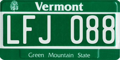 VT license plate LFJ088