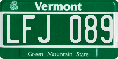 VT license plate LFJ089