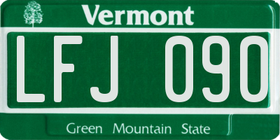 VT license plate LFJ090