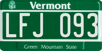 VT license plate LFJ093