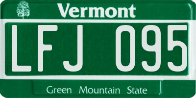 VT license plate LFJ095