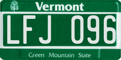 VT license plate LFJ096
