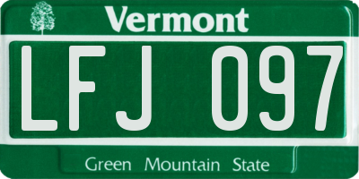 VT license plate LFJ097