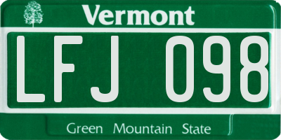 VT license plate LFJ098