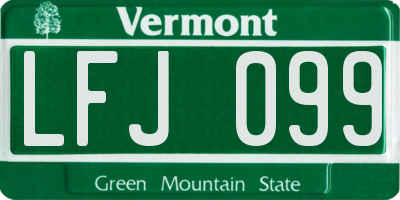 VT license plate LFJ099