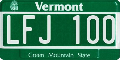 VT license plate LFJ100