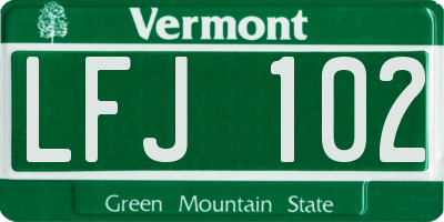 VT license plate LFJ102