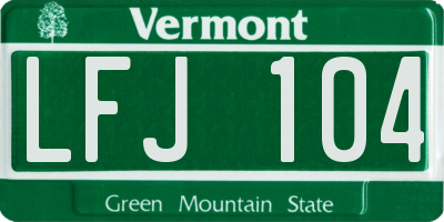 VT license plate LFJ104