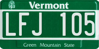 VT license plate LFJ105