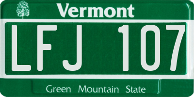 VT license plate LFJ107