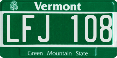 VT license plate LFJ108