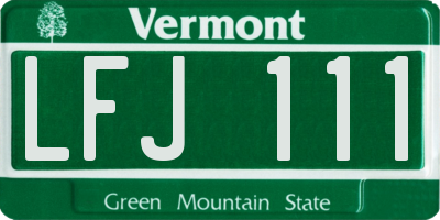 VT license plate LFJ111