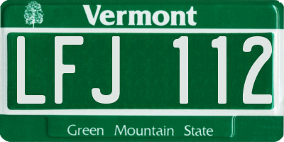 VT license plate LFJ112