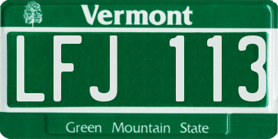 VT license plate LFJ113
