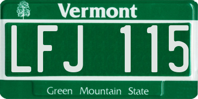 VT license plate LFJ115