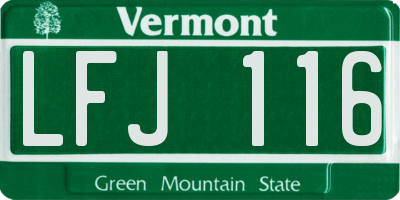 VT license plate LFJ116