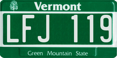 VT license plate LFJ119
