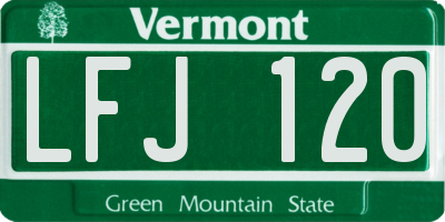 VT license plate LFJ120