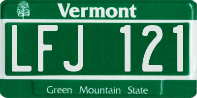 VT license plate LFJ121