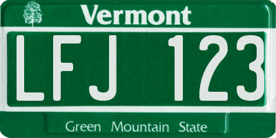 VT license plate LFJ123