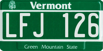 VT license plate LFJ126