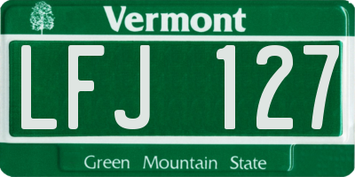 VT license plate LFJ127