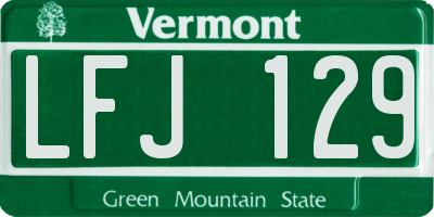 VT license plate LFJ129