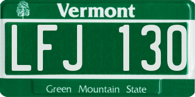 VT license plate LFJ130