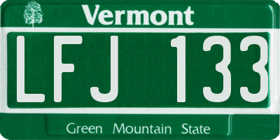VT license plate LFJ133