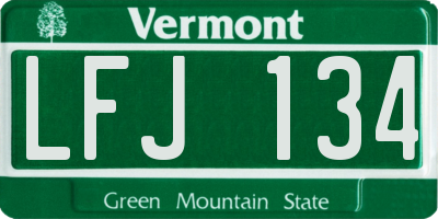 VT license plate LFJ134