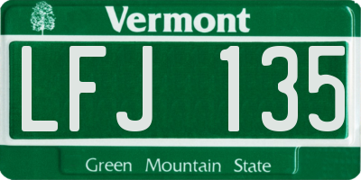 VT license plate LFJ135