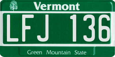 VT license plate LFJ136