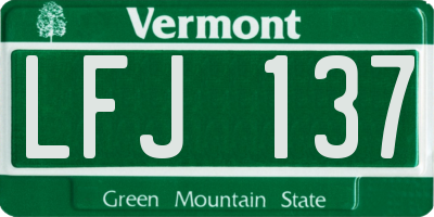 VT license plate LFJ137