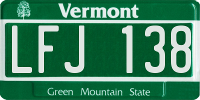 VT license plate LFJ138
