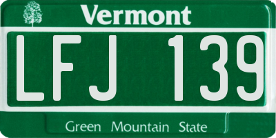 VT license plate LFJ139