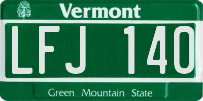 VT license plate LFJ140