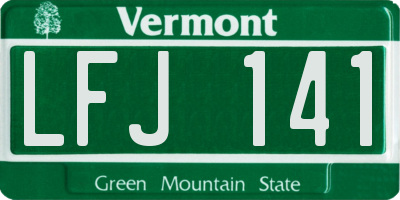VT license plate LFJ141