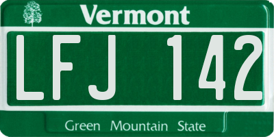 VT license plate LFJ142
