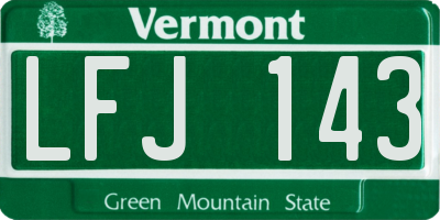 VT license plate LFJ143