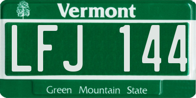 VT license plate LFJ144
