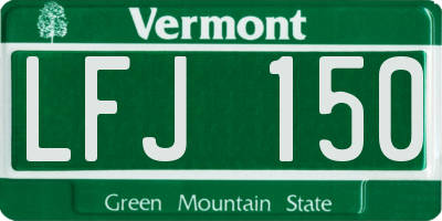 VT license plate LFJ150