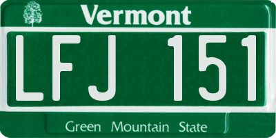 VT license plate LFJ151